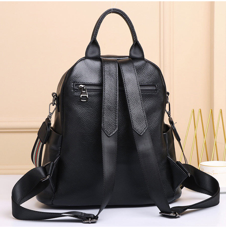 Genuine Real Cowhide Leather Backpack High Quality Women's Bag Durable Dirty Student School Bag - MERGE.DAY.1.FREESTYLE