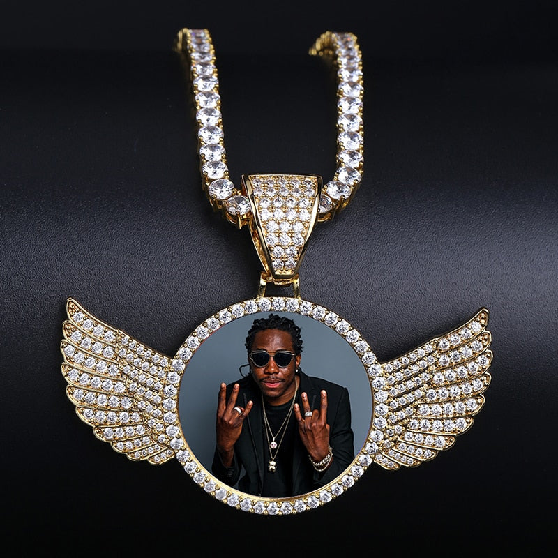 Custom Photo Memory Medallions Necklace With Tennis Chain With Cubic Zircon Chains - MERGE.DAY.1.FREESTYLE