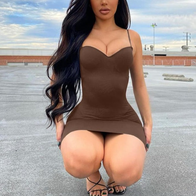 Solid Women Strap Mini Dress Bodycon Sexy Streetwear Clothes Basic Slim Fashion Casual - MERGE.DAY.1.FREESTYLE