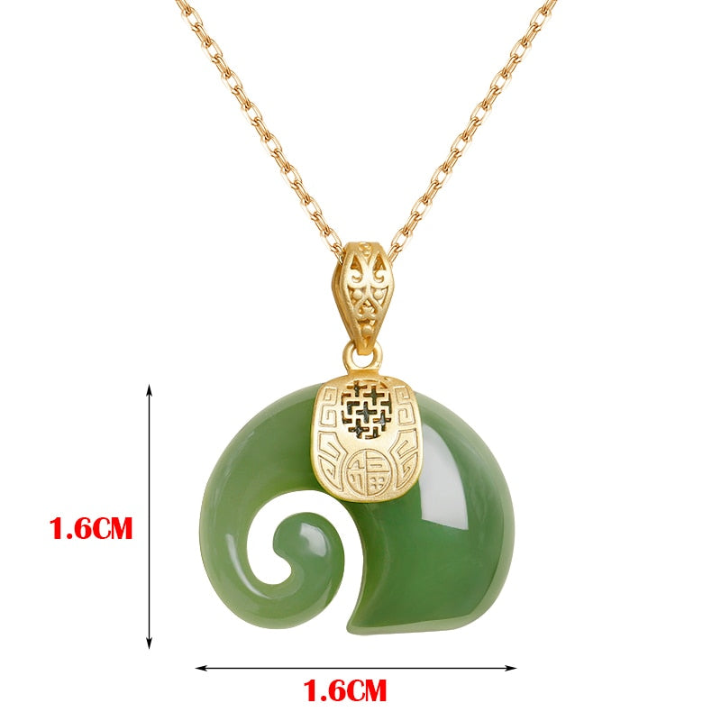 Vintage White Hetian Jade Elephant Pendant 18K Gold Plated Chain Necklace - MERGE.DAY.1.FREESTYLE