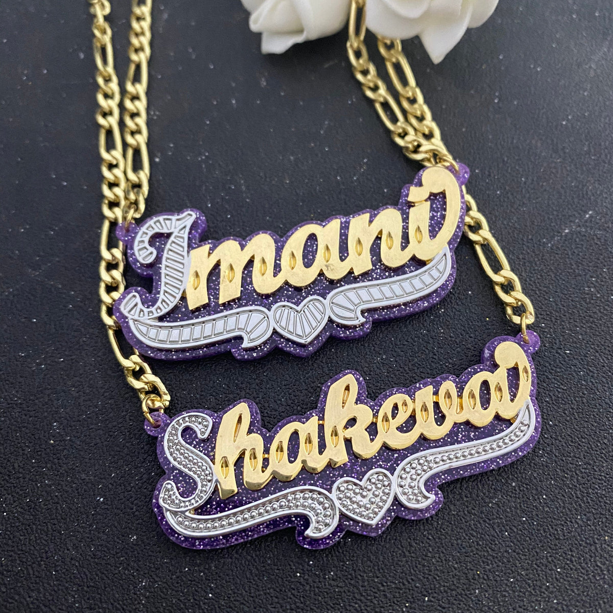 Custom Name Necklace Double Nameplate Acrylic Pendant Necklace Customized Name - MERGE.DAY.1.FREESTYLE