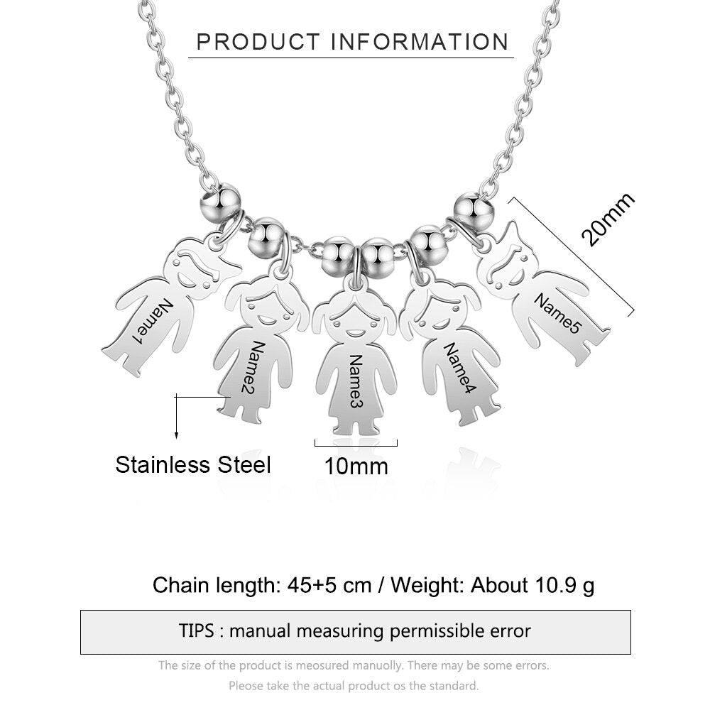 Personalized Engraved Name Necklace with Boy Girl Charms - MERGE.DAY.1.FREESTYLE