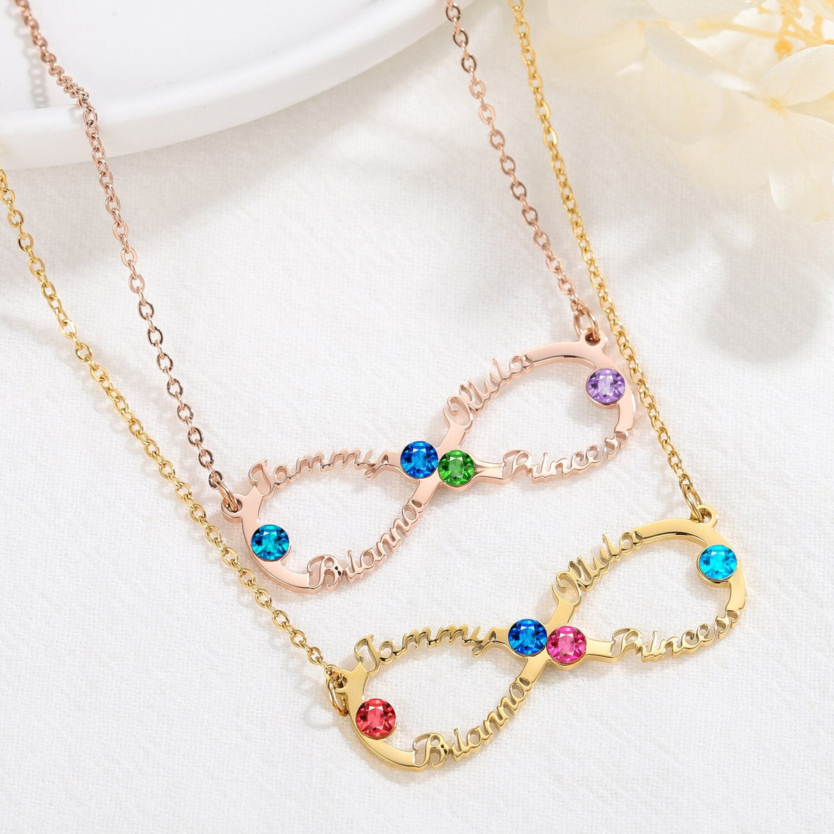 Custom Name Necklace Custom Infinite Loop Necklace Pendant Personalized Birthstone - MERGE.DAY.1.FREESTYLE