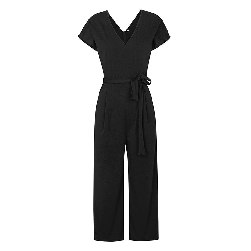 Summer 2022 Streetwear V-neck Jumpsuit Beach Elegant Party One Piece Black Rompers - MERGE.DAY.1.FREESTYLE