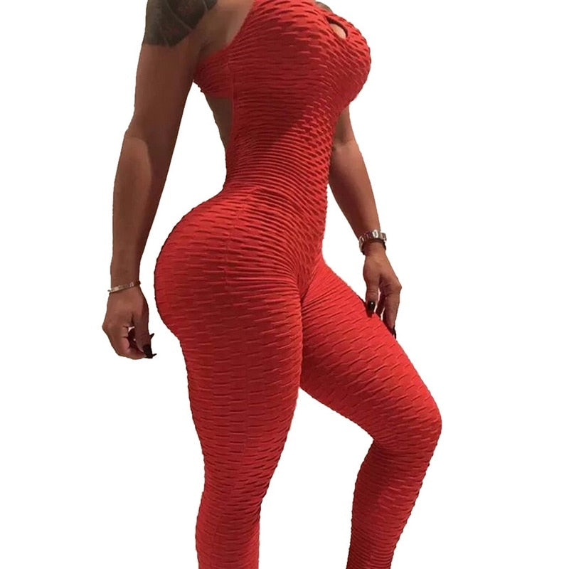 Halter Women Tracksuit Jumpsuit Play Suit Slim Sport Backless Running Sportswear Jumpsuit - MERGE.DAY.1.FREESTYLE