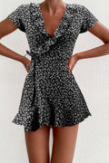 Summer Women’s Floal A-Line Dress Sweet Elegant Floral Ruffles V-neck Bandage Short Dress - MERGE.DAY.1.FREESTYLE