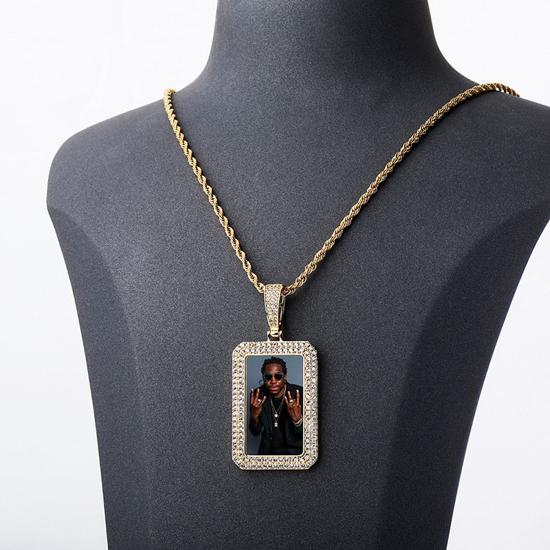 custom photo square medallion pendant hip hop fashion jewelry - MERGE.DAY.1.FREESTYLE