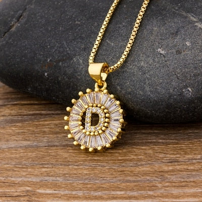 Initial Letter Necklace 26 Letters Charm Gold Name Necklace Pendant - MERGE.DAY.1.FREESTYLE