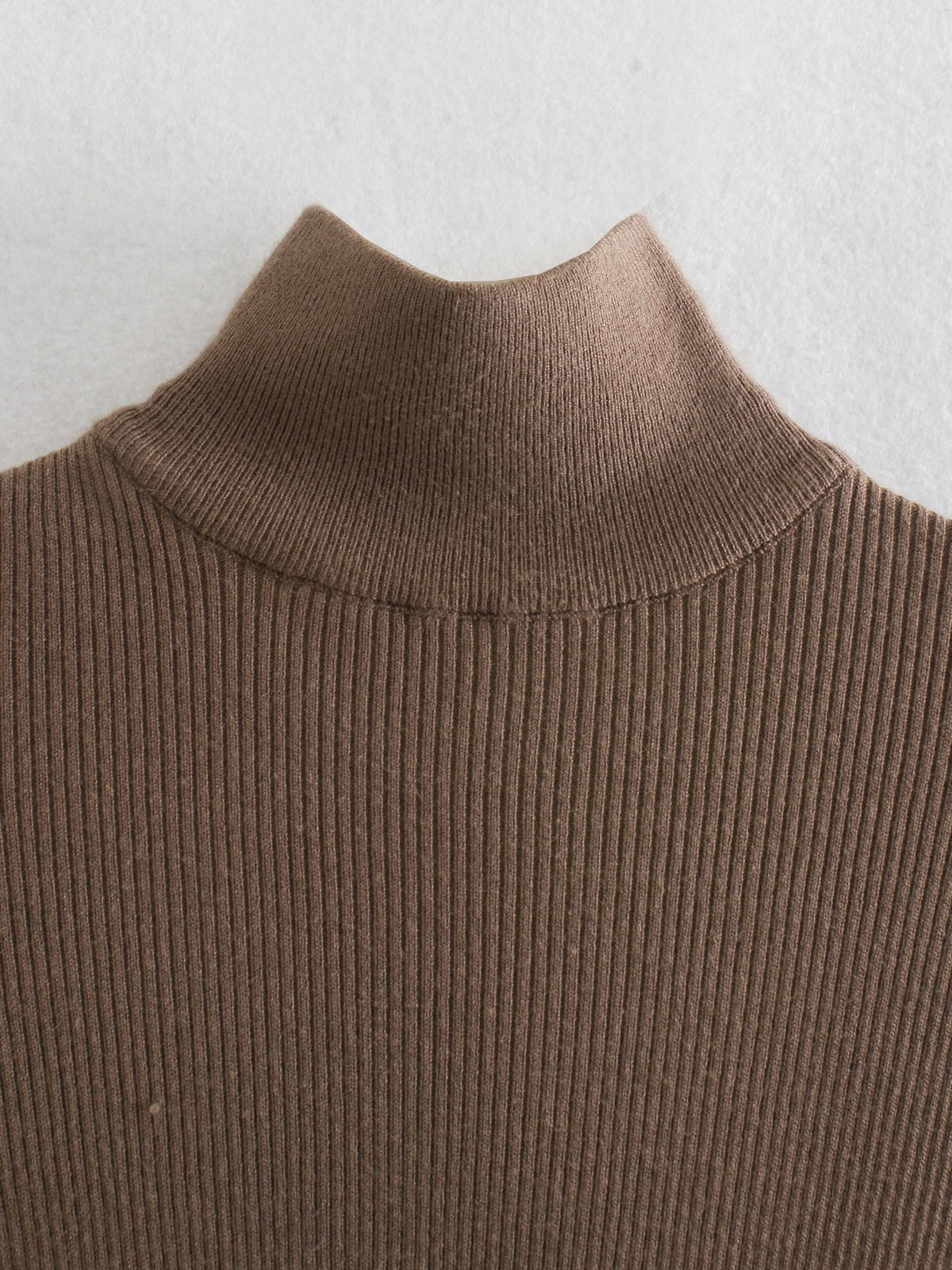 Long Sleeves High-Neck Elastic Midi Dress Lady Knit Sweater Dresses - MERGE.DAY.1.FREESTYLE