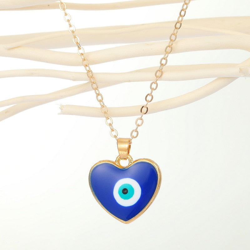 Turkish Evil Eye Pendant Choker Necklace Lucky Blue Evil Eyes Clavicle Chain Necklace - MERGE.DAY.1.FREESTYLE