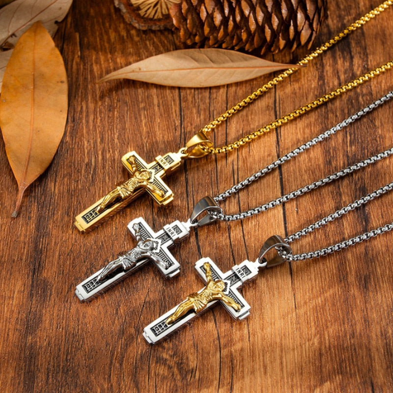 Personality Creative Jesus Cross Amulet Pendant Rock Casual Gift Catholic Christian Necklace - MERGE.DAY.1.FREESTYLE
