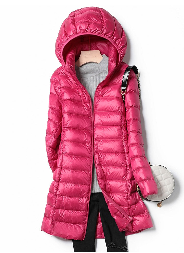 Ultralight Thin Down Jacket White Duck Down Hooded long Jackets Long Sleeve - MERGE.DAY.1.FREESTYLE