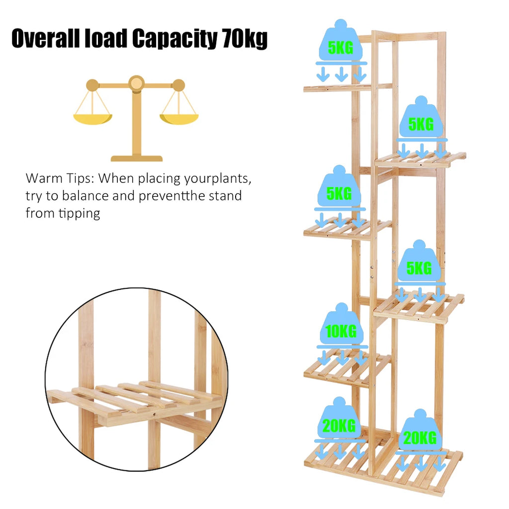 Multi Layer Plant Pots Stand Bamboo Flower Display Rack Home Storage Shelf - MERGE.DAY.1.FREESTYLE