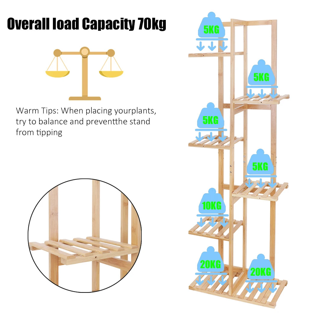 Multi Layer Plant Pots Stand Bamboo Flower Display Rack Home Storage Shelf