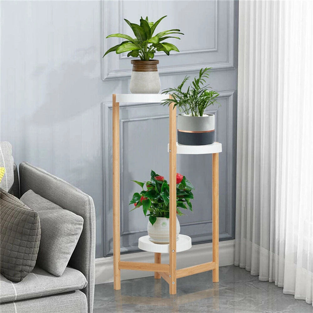 Heavy Duty Bamboo Plant Pot Stand Rack Corner Flower Display Shelves