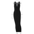 Ribbed Knitted Stripe Women Pure Sleeveless Midi Dress V Neck Bodycon Elegant 2022 Summer - MERGE.DAY.1.FREESTYLE