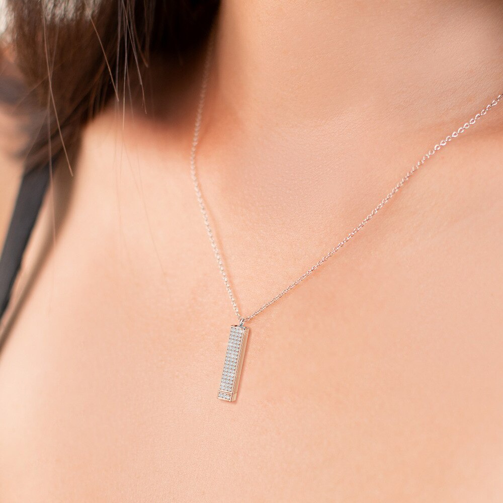 Rose Gold Personalized Name Retractable Double-layer Engraved 3D Necklace - MERGE.DAY.1.FREESTYLE