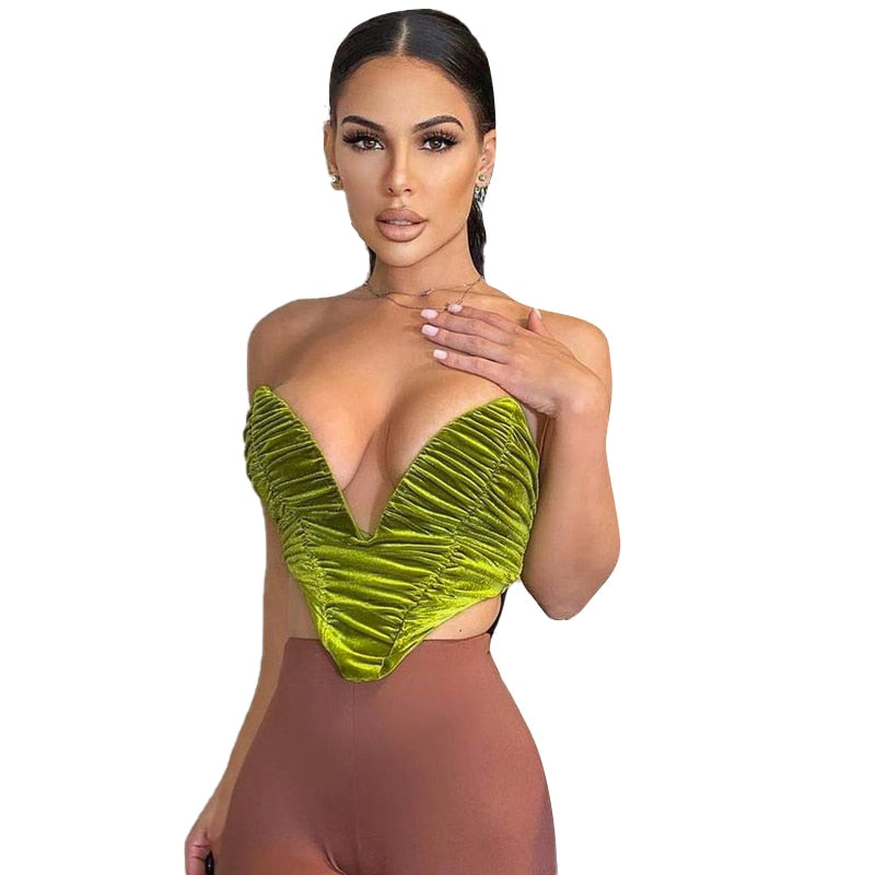 Sleeveless Slash Neck Draped Crop Top Solid Elegant Shirt - MERGE.DAY.1.FREESTYLE