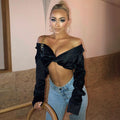 Pure Color Long Sleeves Bodycon Slim Crop Top - MERGE.DAY.1.FREESTYLE