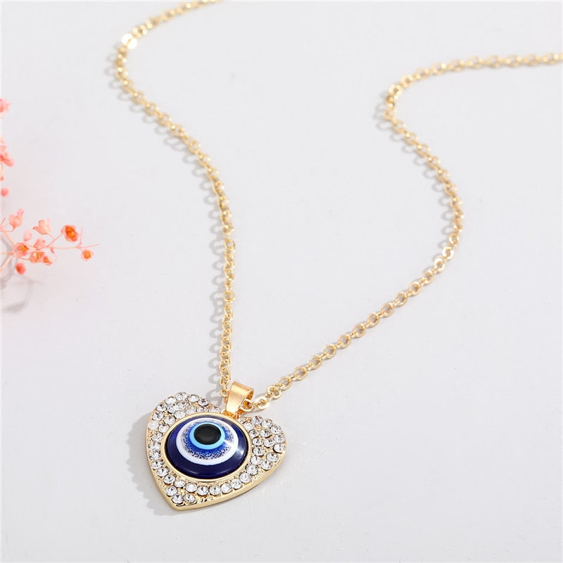 Turkish Evil Eye Pendant Choker Necklace Lucky Blue Evil Eyes Clavicle Chain Necklace - MERGE.DAY.1.FREESTYLE