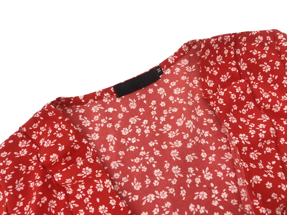 Summer Women’s Floal A-Line Dress Sweet Elegant Floral Ruffles V-neck Bandage Short Dress - MERGE.DAY.1.FREESTYLE