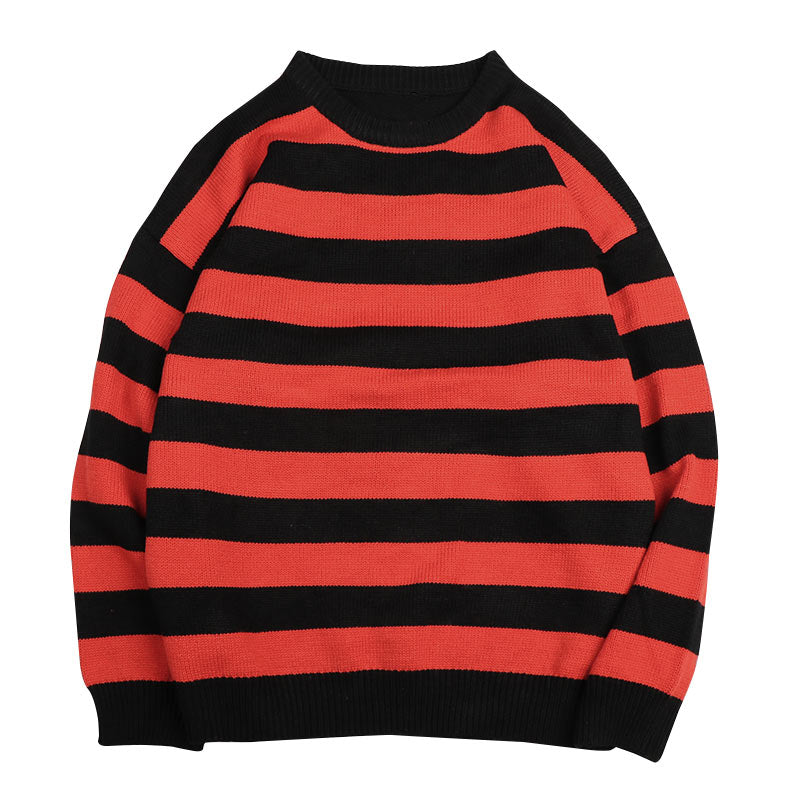 Autumn Winter Knitted Striped Sweater Casual Oversized Pullovers Sweaters - MERGE.DAY.1.FREESTYLE