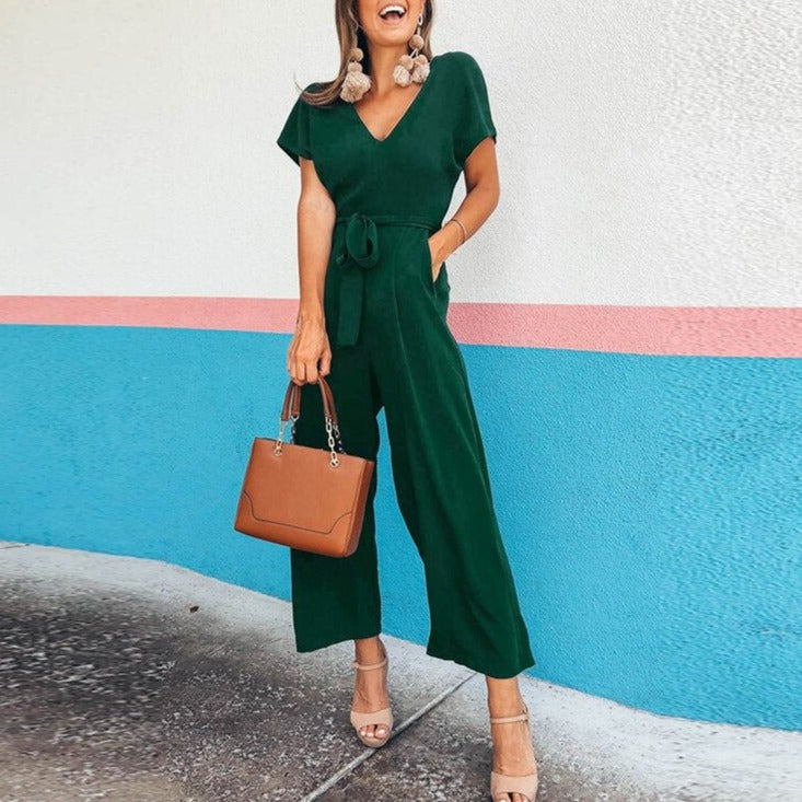 Summer 2022 Streetwear V-neck Jumpsuit Beach Elegant Party One Piece Black Rompers - MERGE.DAY.1.FREESTYLE