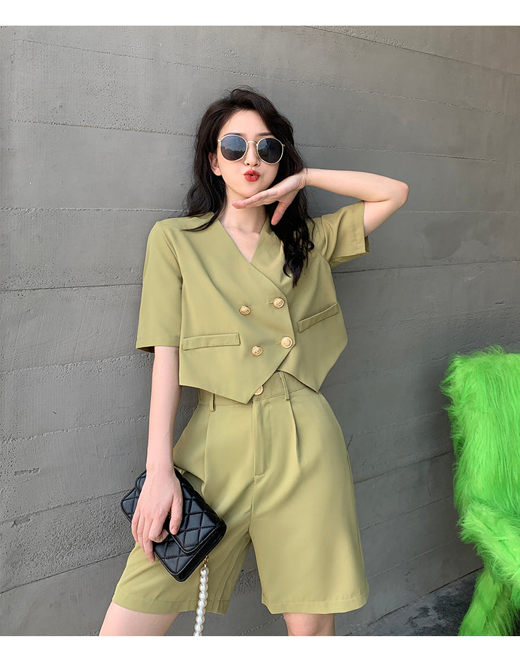 Fashion Office Short Sets Women Korean Loose Two Piece Suits Summer Thin - MERGE.DAY.1.FREESTYLE