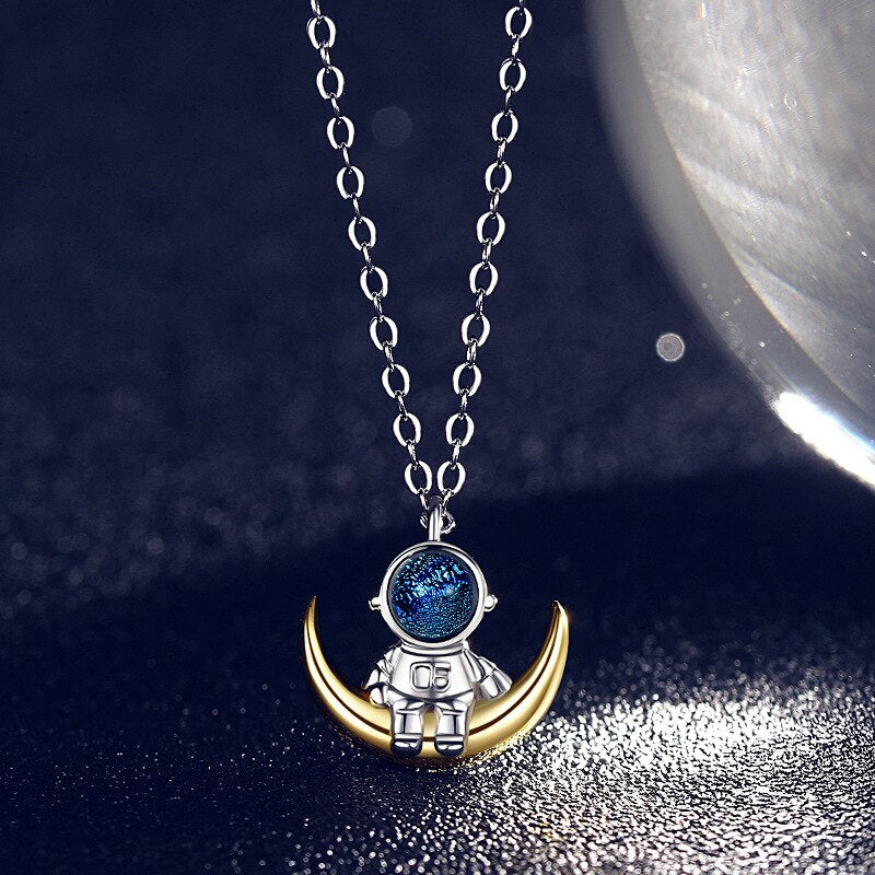 Spaceman Moon Couples Necklace Milky Way Space Pendant Necklaces Jewelry - MERGE.DAY.1.FREESTYLE