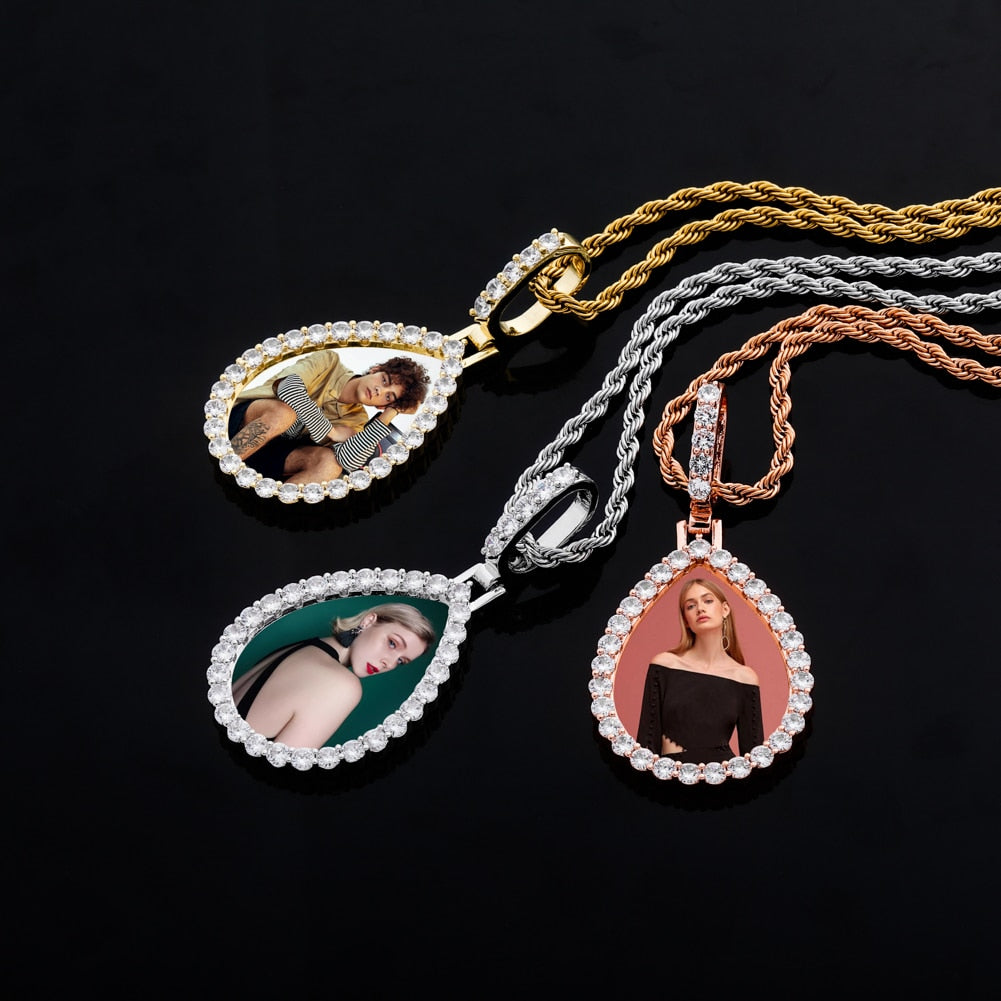 Custom Photo Pendant Drop-shaped Medal Pendant Necklace Hip Hop Jewelry - MERGE.DAY.1.FREESTYLE