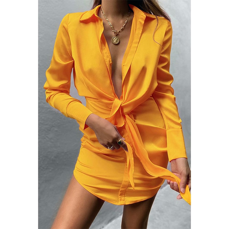 mini dress summer long sleeves women irregularity pleated vocation style loose white shirtdress - MERGE.DAY.1.FREESTYLE