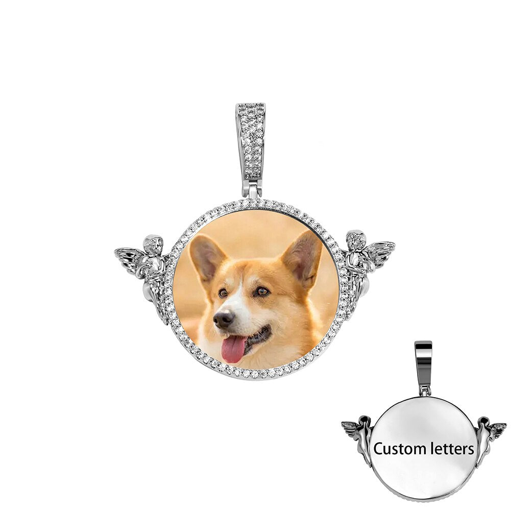 Personalized Custom Photo Pendant Round With Angel For Men Women Jewelry - MERGE.DAY.1.FREESTYLE