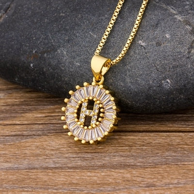 Initial Letter Necklace 26 Letters Charm Gold Name Necklace Pendant - MERGE.DAY.1.FREESTYLE