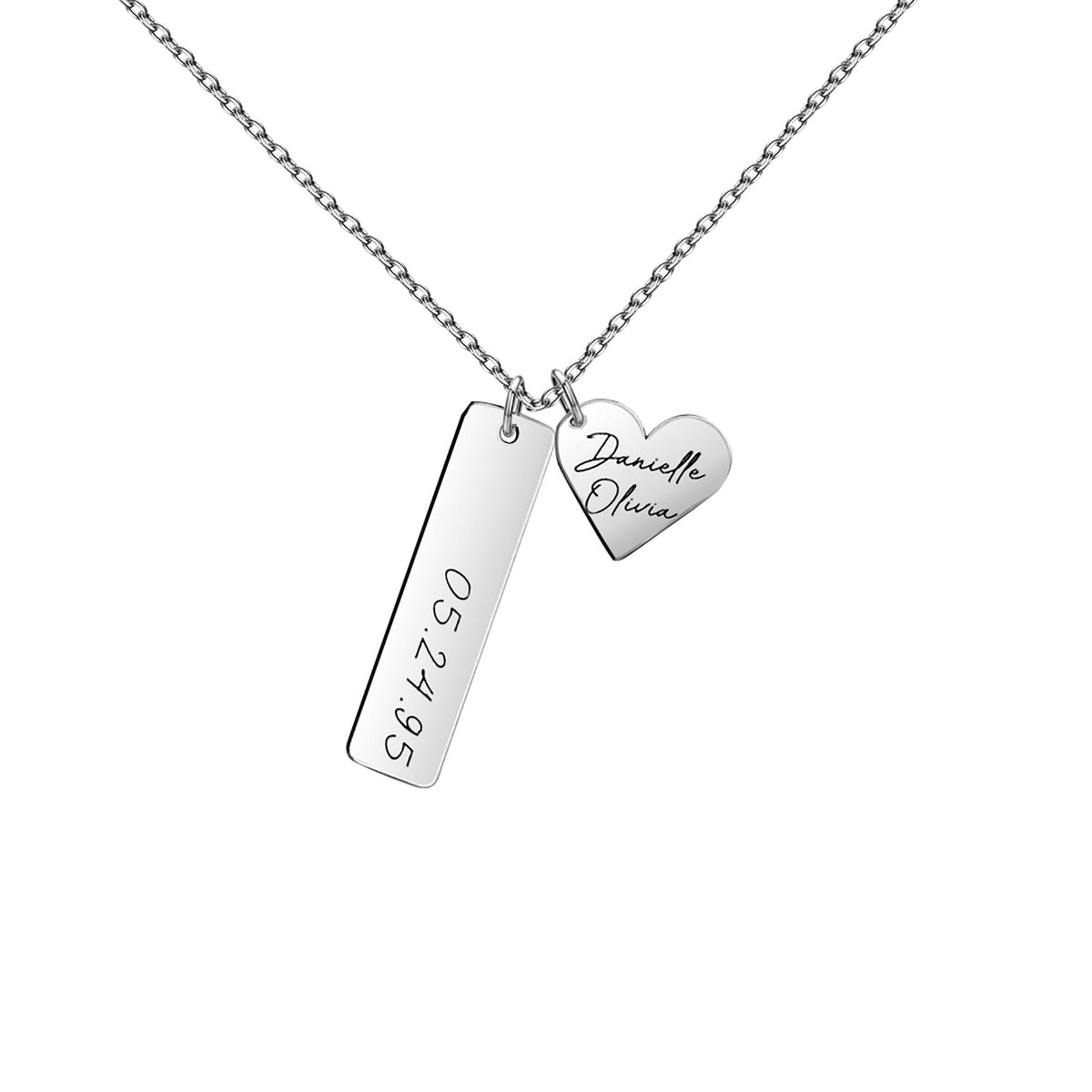 Heart-shaped Necklace Personalized Engraved Name Text Pendant - MERGE.DAY.1.FREESTYLE
