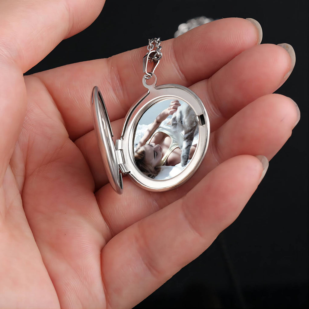 Wedding Gift For Couple Custom Color Photo Round Locket Necklaces Pendant - MERGE.DAY.1.FREESTYLE