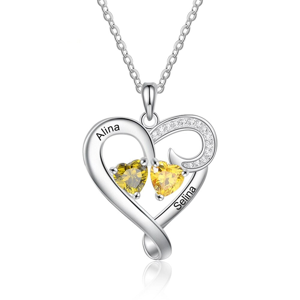 Customized Couple Engraved Necklace Personalized Heart Name Necklace - MERGE.DAY.1.FREESTYLE
