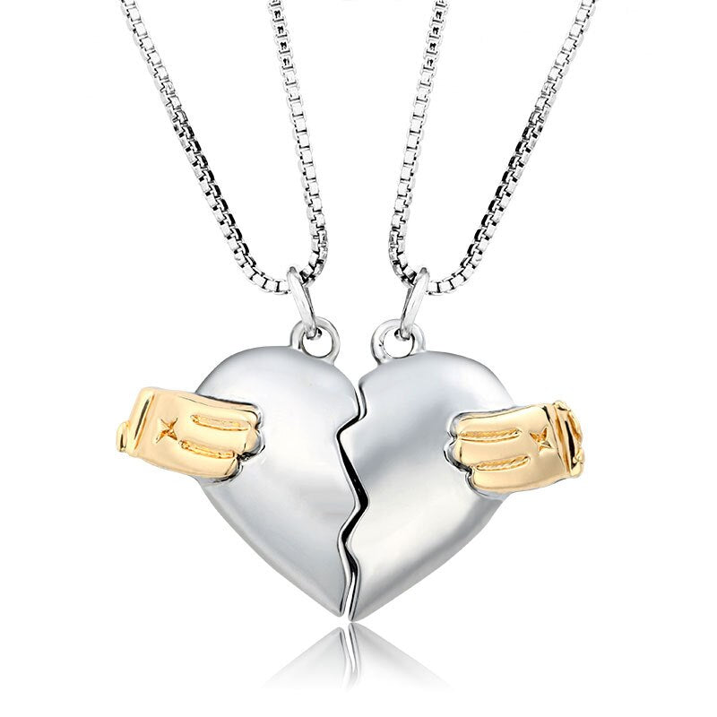 2Pcs Lovers Matching Heart Pendant Couple Magnetic Heart Pendant Necklace Couple Jewelry - MERGE.DAY.1.FREESTYLE
