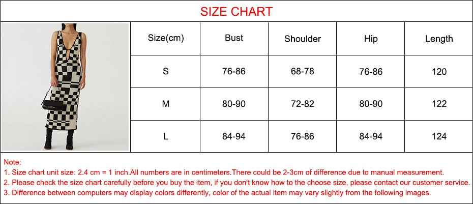 Knitted Sexy Bodycon Summer Women Dresses Backless Plaid Print Spaghetti Strap Hollow Out Vestidos - MERGE.DAY.1.FREESTYLE