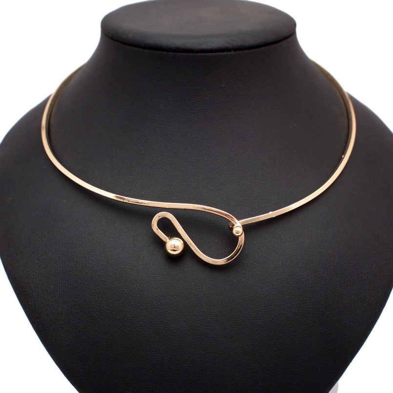 Water-wave Pearl Necklace For Women Charming Big Metal Geometric Statement Collar Necklace - MERGE.DAY.1.FREESTYLE