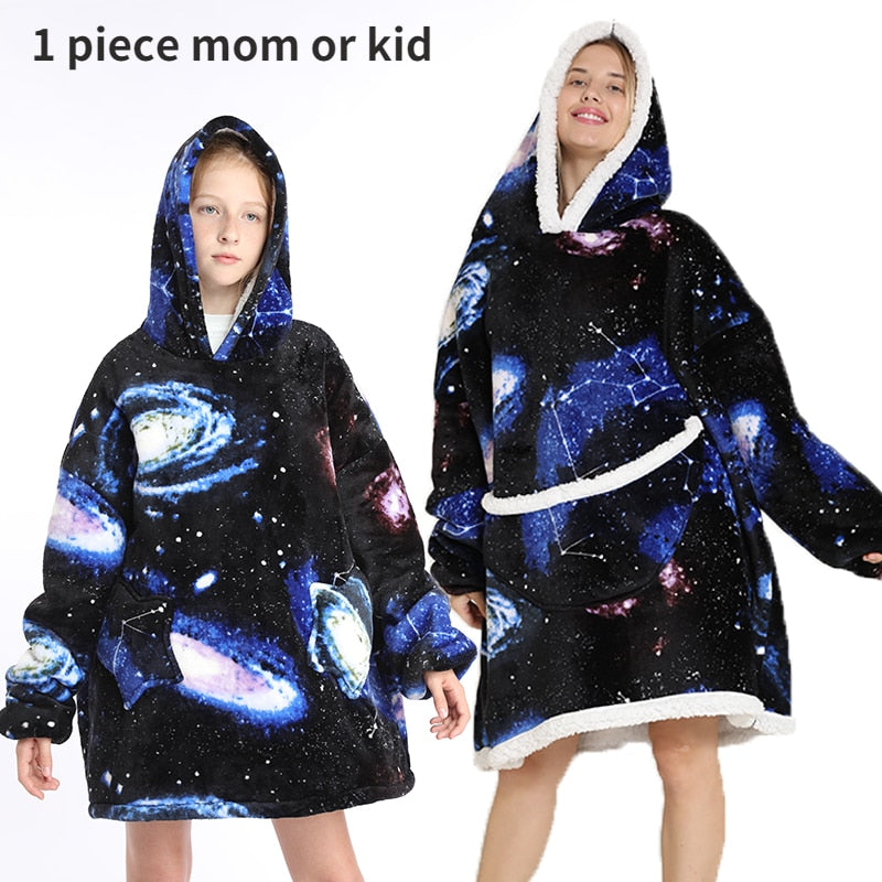 Printed Wearable Blanket Hoodie Fleece Warm Kids Sleepwear Hoody Sweatshirt - MERGE.DAY.1.FREESTYLE