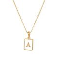 18K Golden Chain Necklaces Male Square Natural Shell Initial Letters Pendant Stainless Steel Jewelry - MERGE.DAY.1.FREESTYLE
