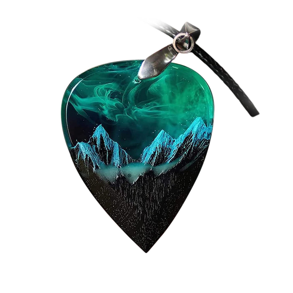 Epoxy Resin Necklace Wooden Pendant Mountains Heart Pendants Paired - MERGE.DAY.1.FREESTYLE