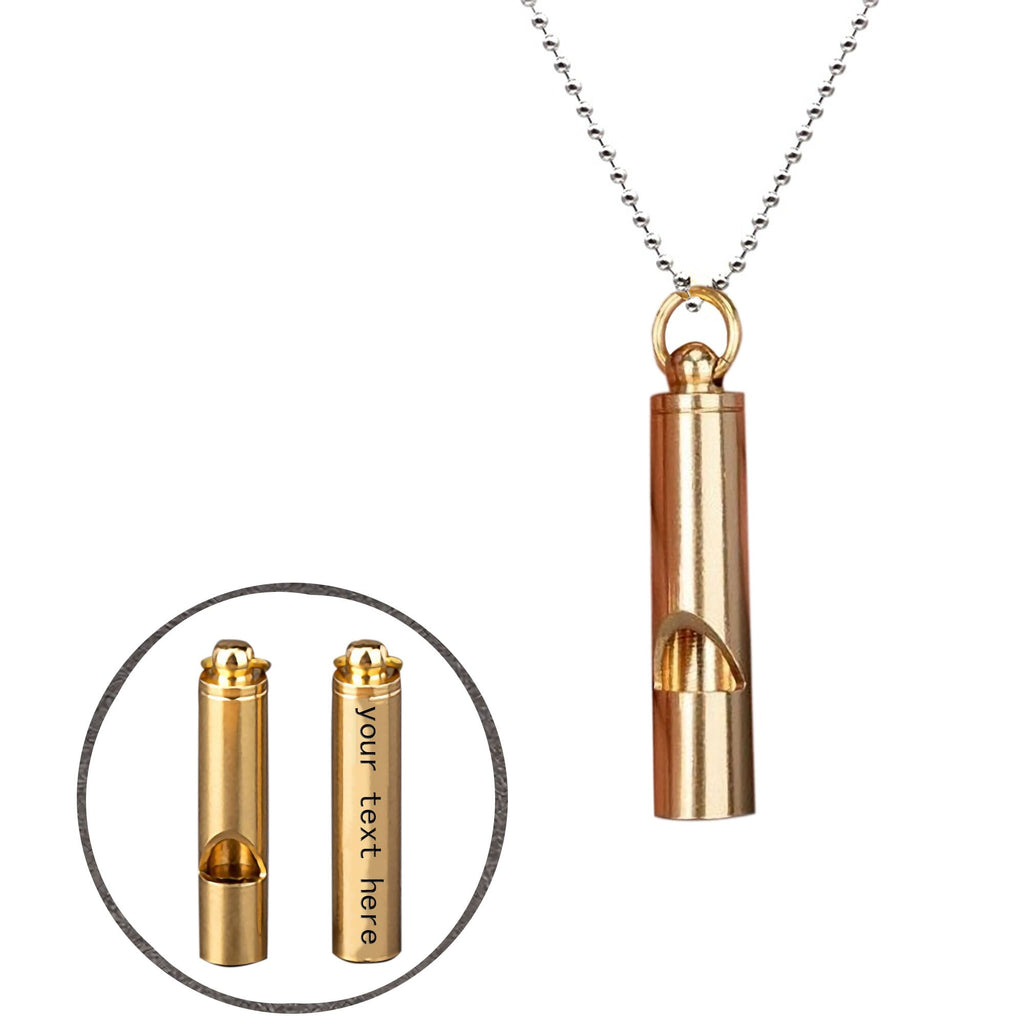 Engraved Text Brass Whistle Necklaces Custom Phone Number Children Anti-lost Necklace - MERGE.DAY.1.FREESTYLE