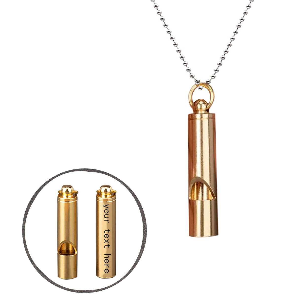 Engraved Text Brass Whistle Necklaces Custom Phone Number Children Anti-lost Necklace - MERGE.DAY.1.FREESTYLE