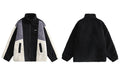 Color Block Patchwork Cotton Thick Warm Varsity Fuzzy Coat Jackets - MERGE.DAY.1.FREESTYLE