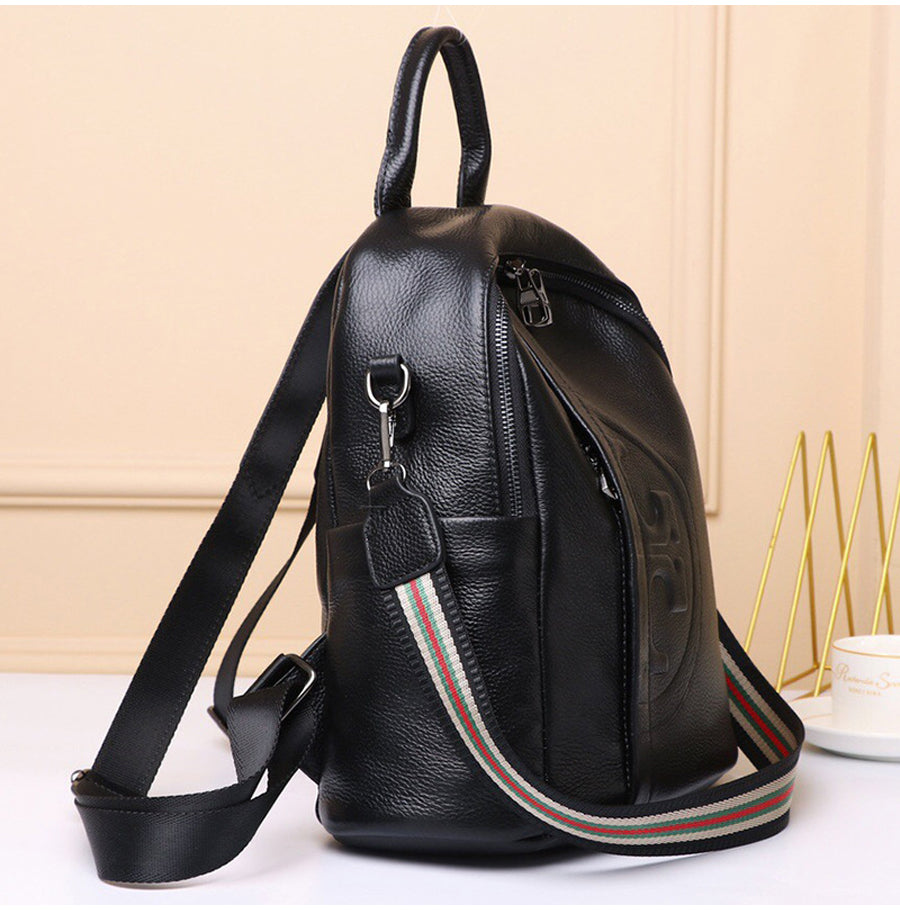 Genuine Real Cowhide Leather Backpack High Quality Women's Bag Durable Dirty Student School Bag - MERGE.DAY.1.FREESTYLE
