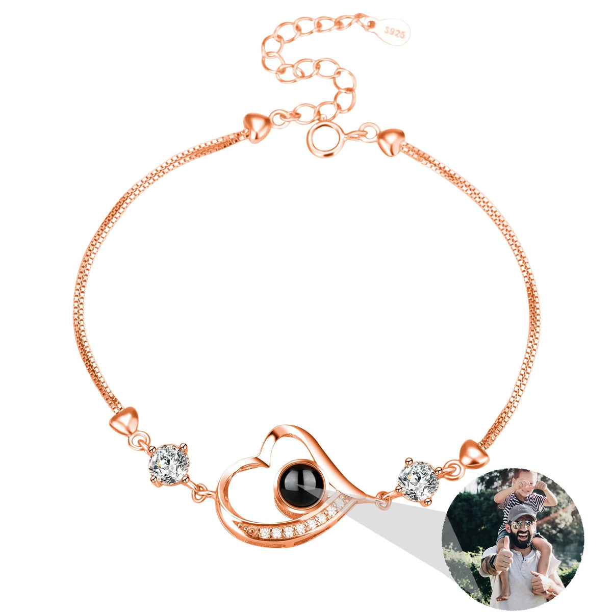 Customize Photo Name Projection Bracelet For Heart Chain Bracelets - MERGE.DAY.1.FREESTYLE