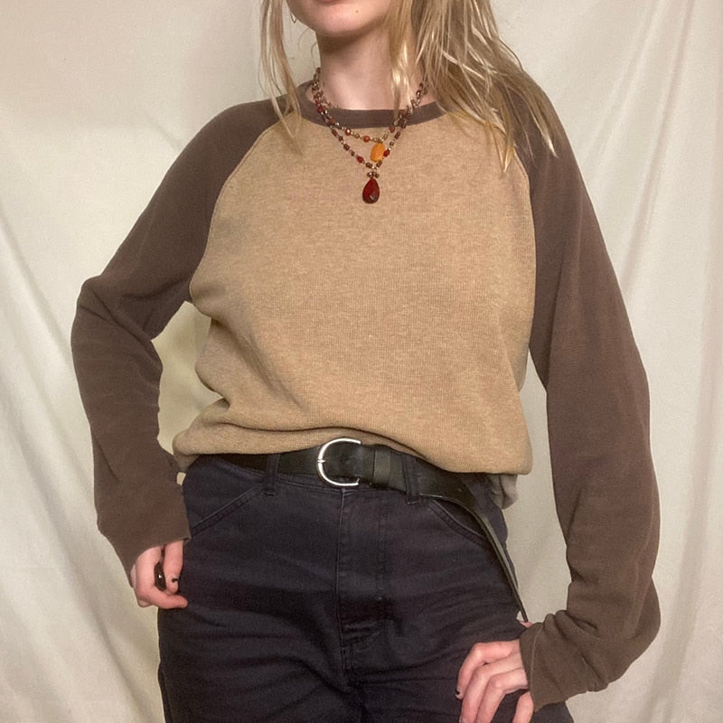 Patchwork T Shirt Knitted Harajuku Vintage Pullovers Casual Basic Kawaii Tee - MERGE.DAY.1.FREESTYLE