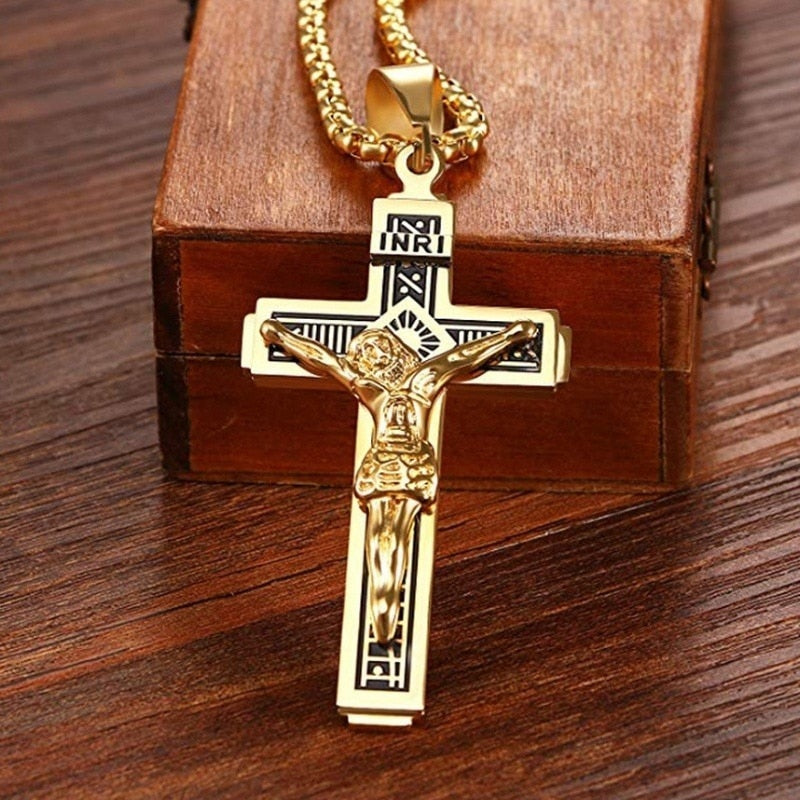 Personality Creative Jesus Cross Amulet Pendant Rock Casual Gift Catholic Christian Necklace - MERGE.DAY.1.FREESTYLE