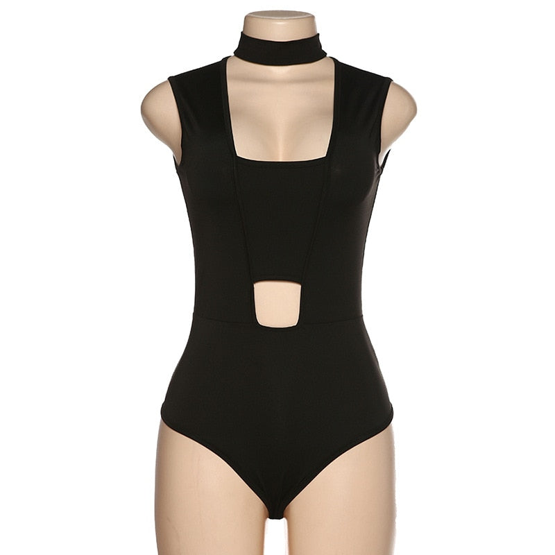 Sexy Hollow Women's Jumpsuit Round Neck Black Slim Fit All-match Thin Rompers Summer 2022 - MERGE.DAY.1.FREESTYLE